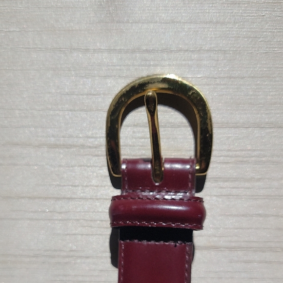 Coach Accessories - Burgundy Coach Leather Belt with Gold Buckle